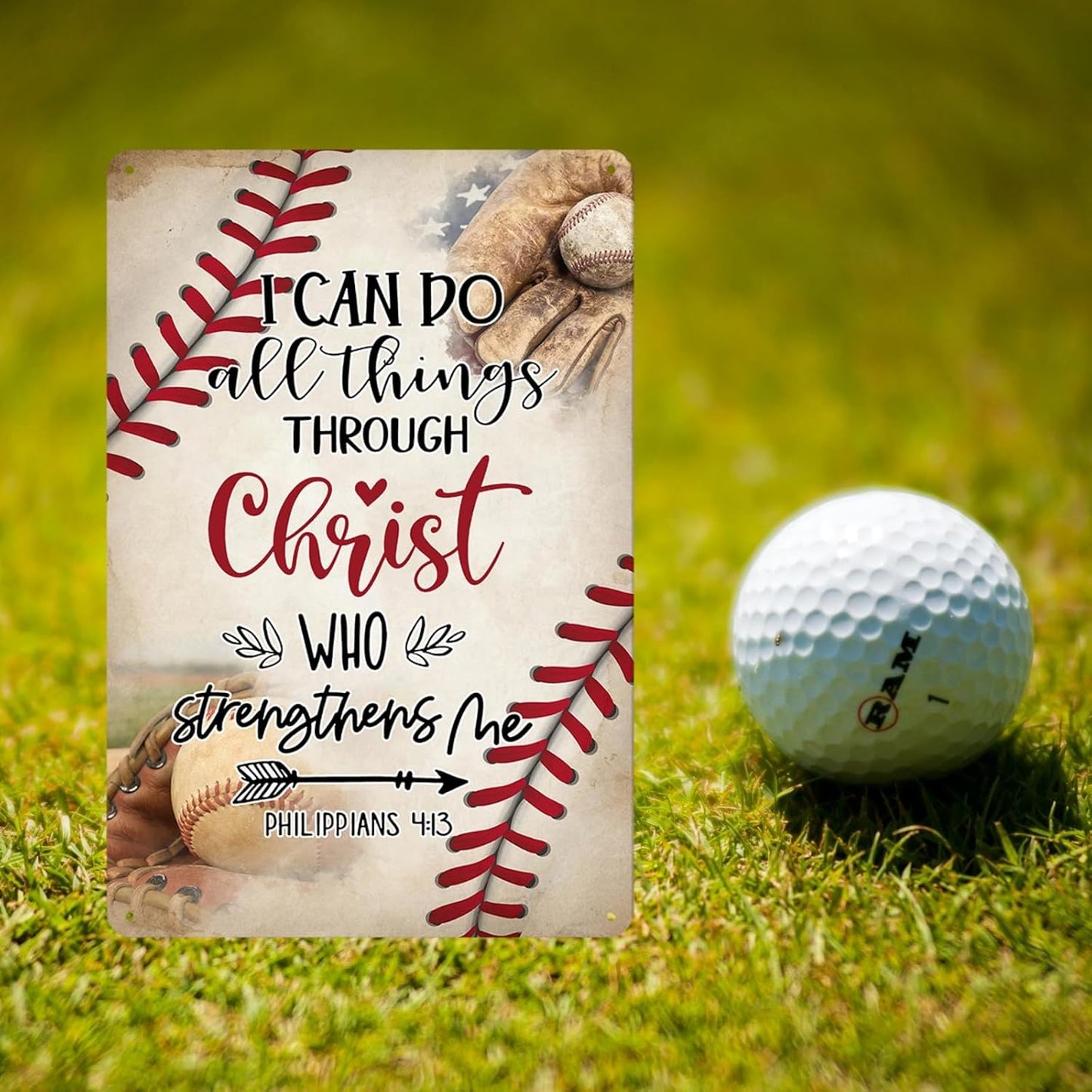 Baseball Decor For Boys Room Sports Decor For Boys Bedroom Tin Sign Vintage Metal Baseball Decoration I Can Do All Things Through Christ Who Strengthens Me 8x12 Inch