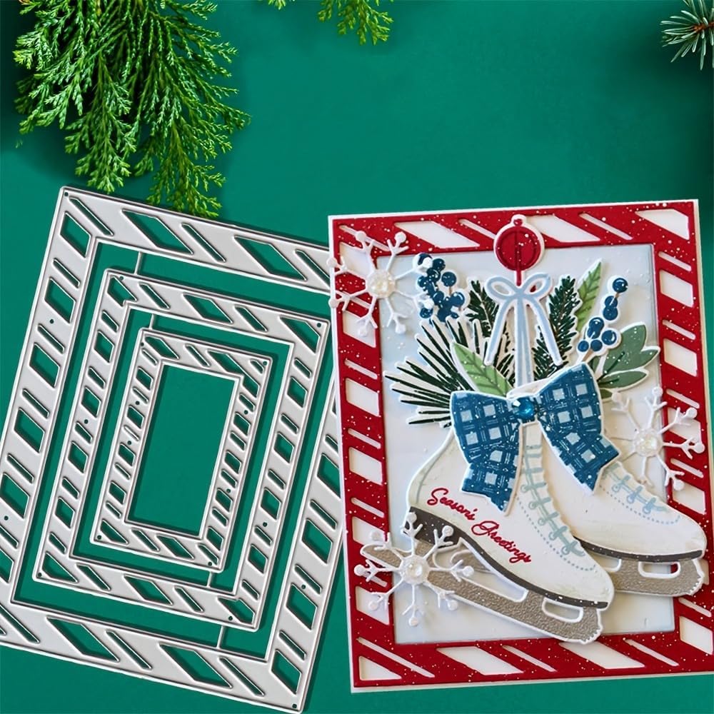 Metal Cutting Die for Scrapbooking - Cut Stencils for DIY Scrapbook Photo Album Decorative Paper Card, Card Making Supplies & Crafting Die Cut (Three Squares 5.5 x 4.3 in)