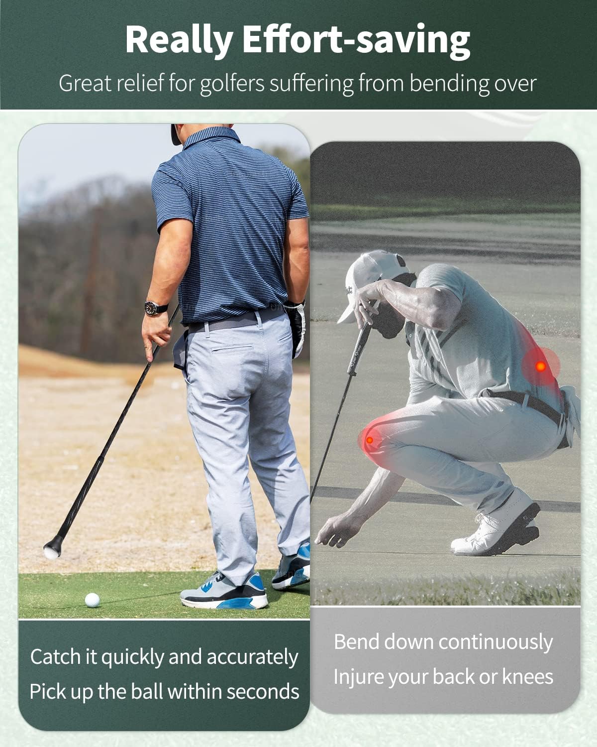 GreenHaven Golf Ball Retriever Grabber for Putters Golf Pick-up Portable Grip Sucker Tool Back Saver for Golfers，3-4 Pack