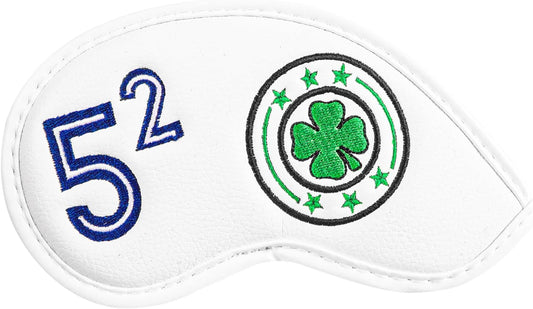 Golf Iron Wedge Head Covers 52° 54° 56° 60° 1 or 4 Pack, Synthetic Leather Clover USA Flag Design Club Head Protection, Universal Headcover Fit Iron Clubs for Men Women