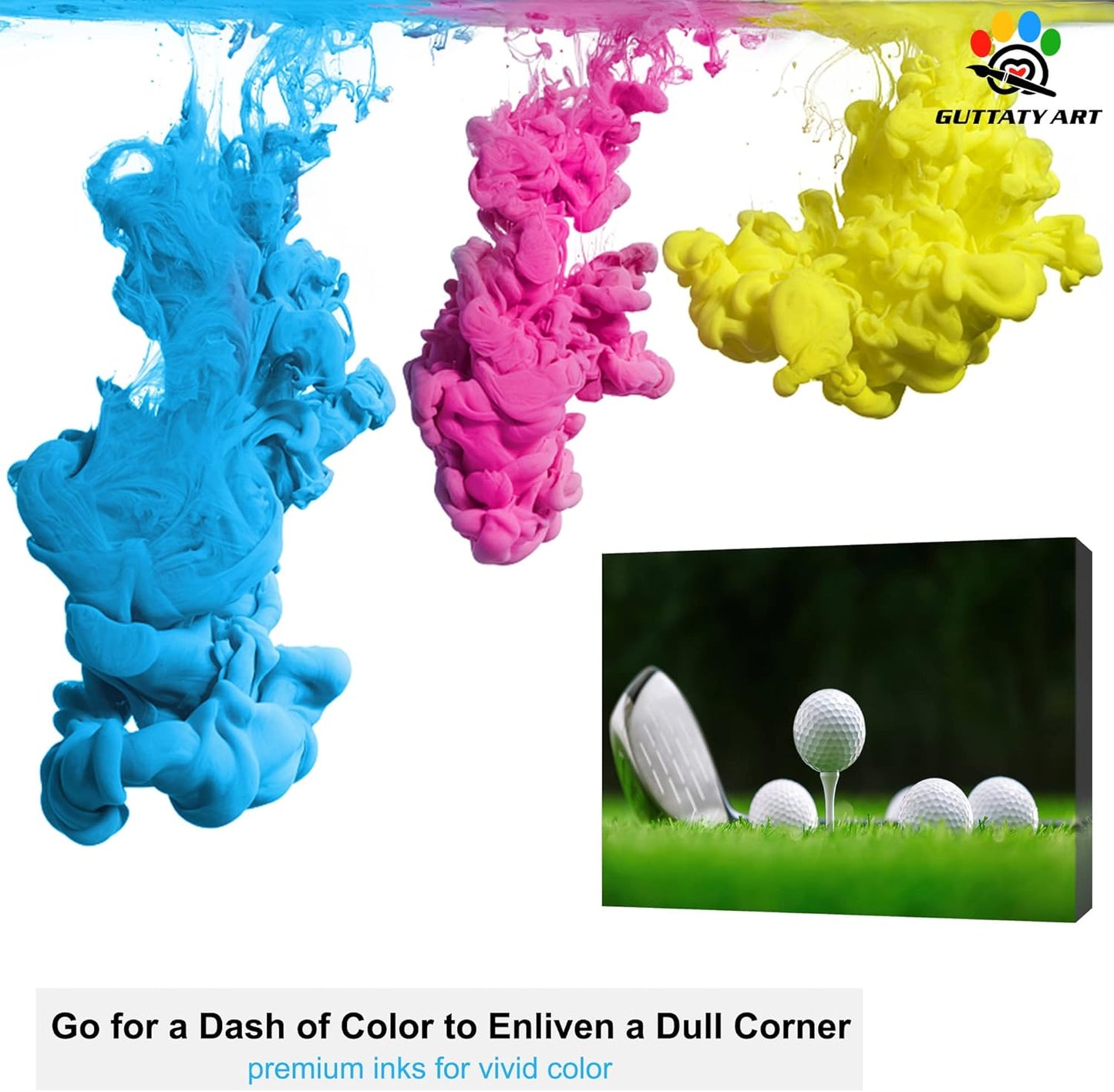 Golf Canvas Wall Art, Golf Course Wall Art Painting Prints for Living Room Wall Decor, Close Up of Golf Balls Poster Picture for Bedroom Decor, Framed Artwork for Office Home Decoration 12x24 Inches