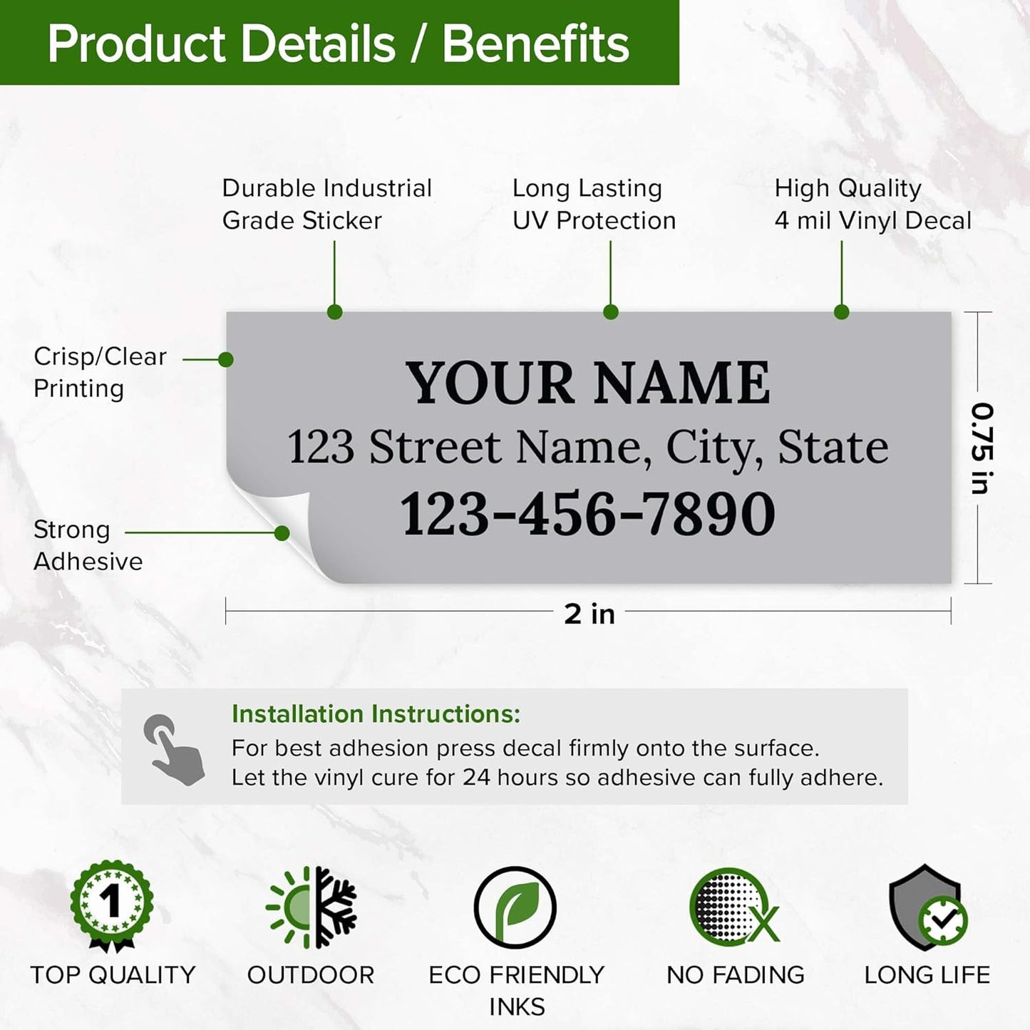 Custom Grey Golf Club ID Labels, Personalized Golf Club Name Sticker,0.75x2 Inches, Set of 30, 4 Mil Vinyl Decal Stickers Weather Resistant, Made in USA by My Sign Center