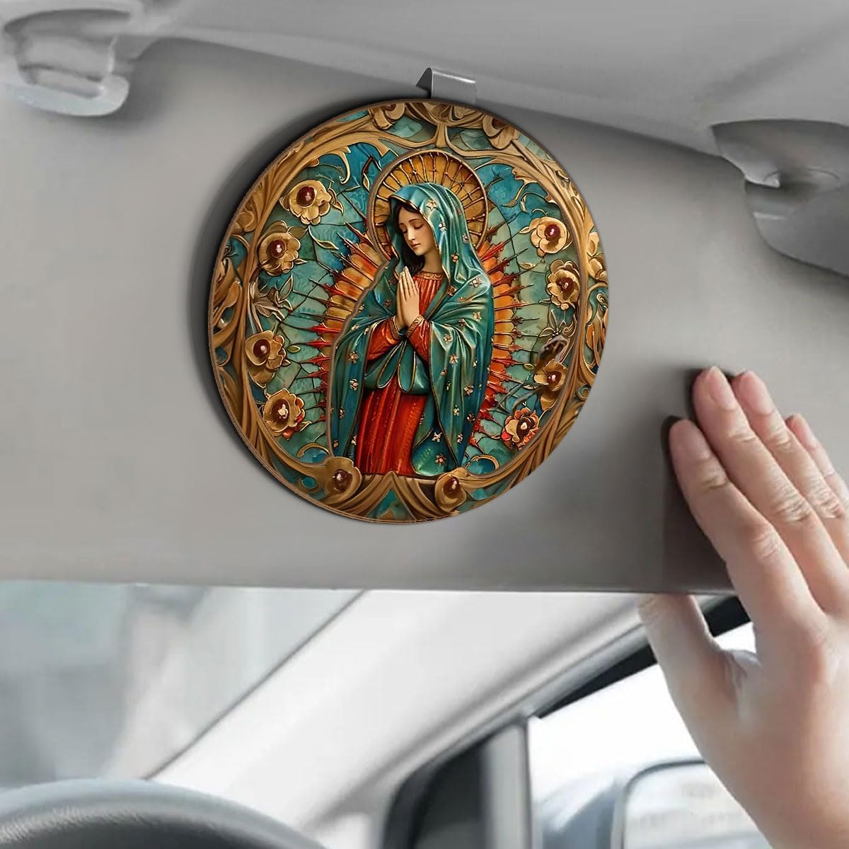 Jesuspirit Personalized Car Visor Clip – Guardian Angel Visor Clip, Our Lady of Guadalupe, Christian Car Accessories, New Driver & Religious Gifts (Our Lady of Guadalupe)