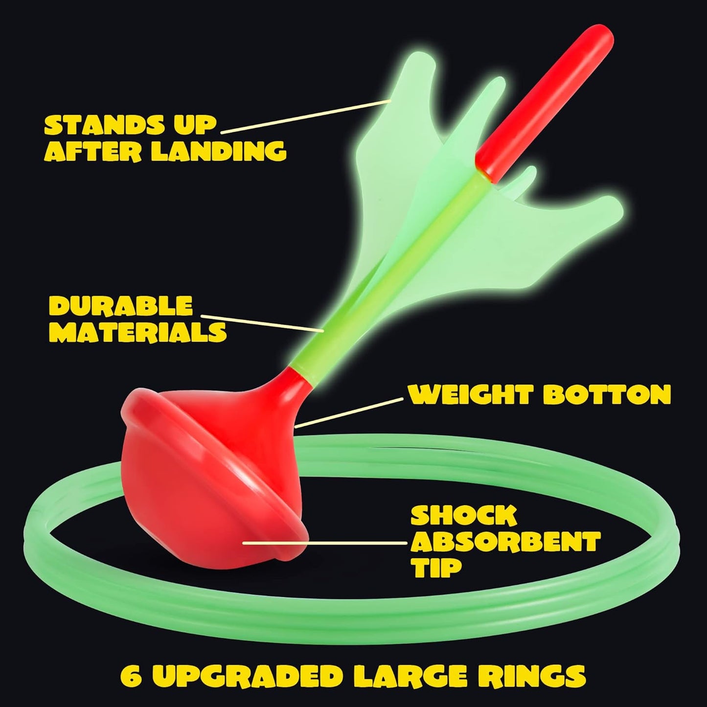 JOYIN Lawn Darts Game Set for Kids and Adults - Glow in The Dark Outdoor Lawn Games for Adults and Family, Soft Tip Darts Set for Kids Camping, Outside Yard