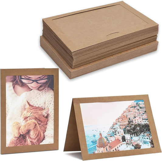 BEST PAPER GREETINGS Kraft Photo Frame Cards - Blank Photo Insert Cards with Envelopes - Durable Kraft Paper Frames - Versatile Greeting Inserts - Pack of 36, Brown, 5.5 x 7.75 In