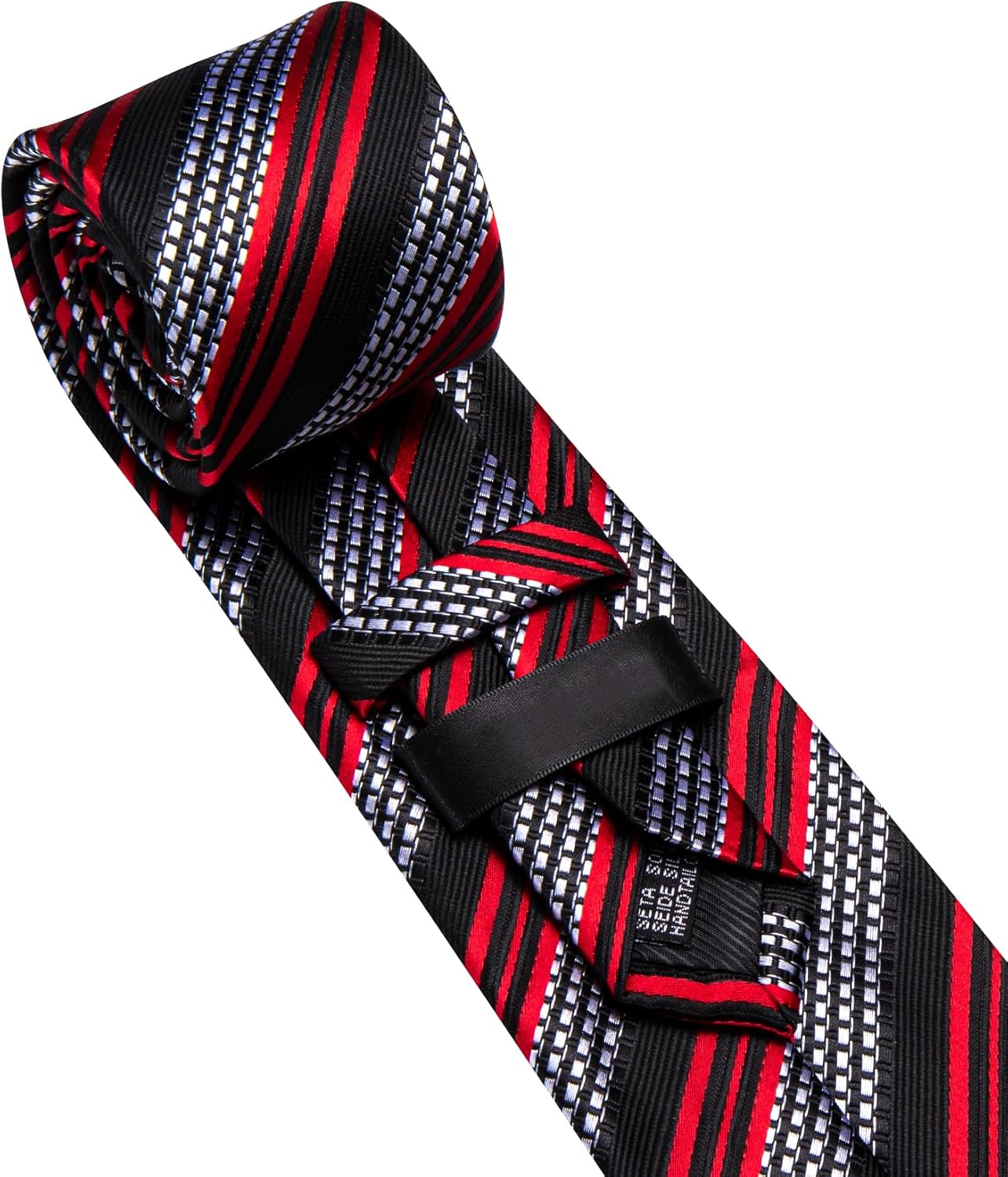 Barry.Wang Designer Classic Ties for Men Set Formal Pocket Square Cufflink Check Plaid