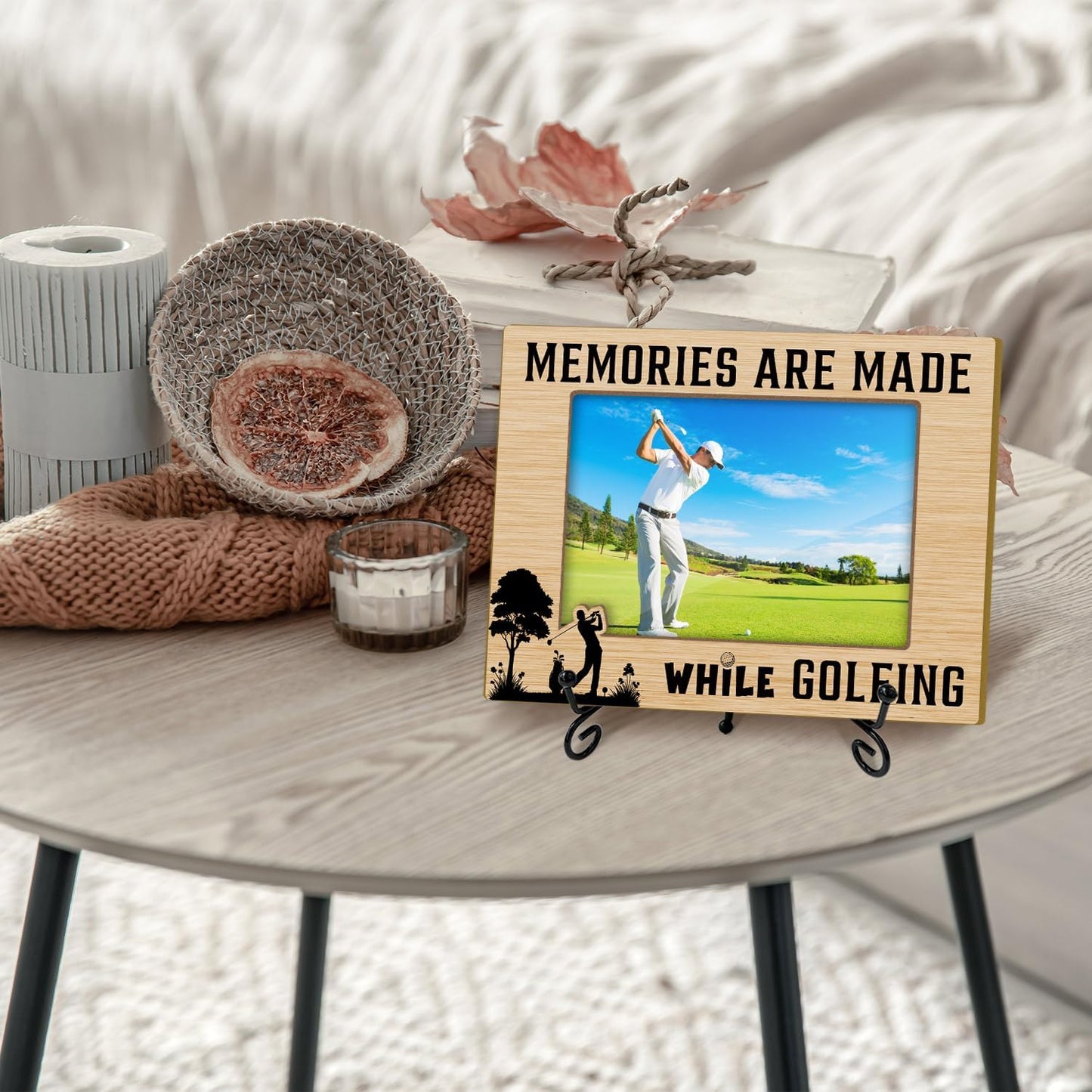 Golf Picture Frame-Memories Are Made While Golfing, Friendship Gifts for Friends Coworkers, 4x6 Photos Frame with Stand for Home Office Tabletop Display Decorations-13