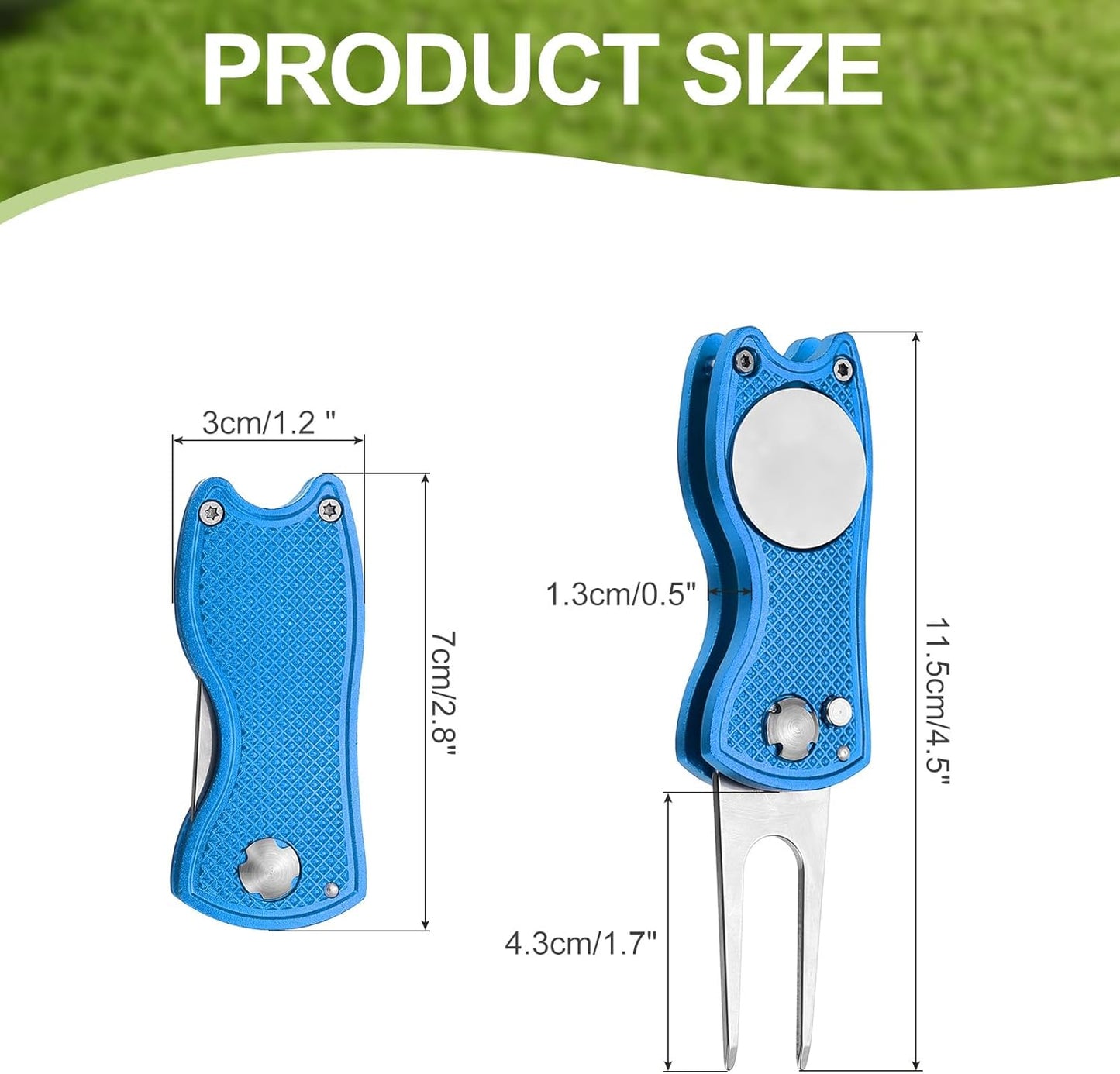 PATIKIL Golf Divot Repair Tool Foldable Metal Golf Green Divot Tool with Magnetic Ball Marker