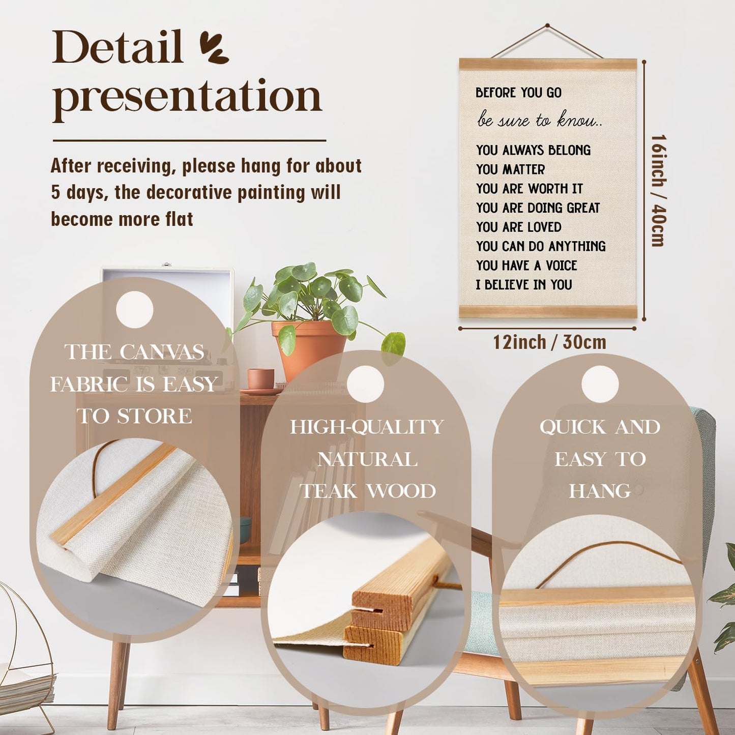 ZTGDA Inspirational Quote Hanging Wall Decor Poster, Before You Go Be Sure to Know Poster, Positive Affirmation Wall Art Decor for Kids Room Classroom Home Office