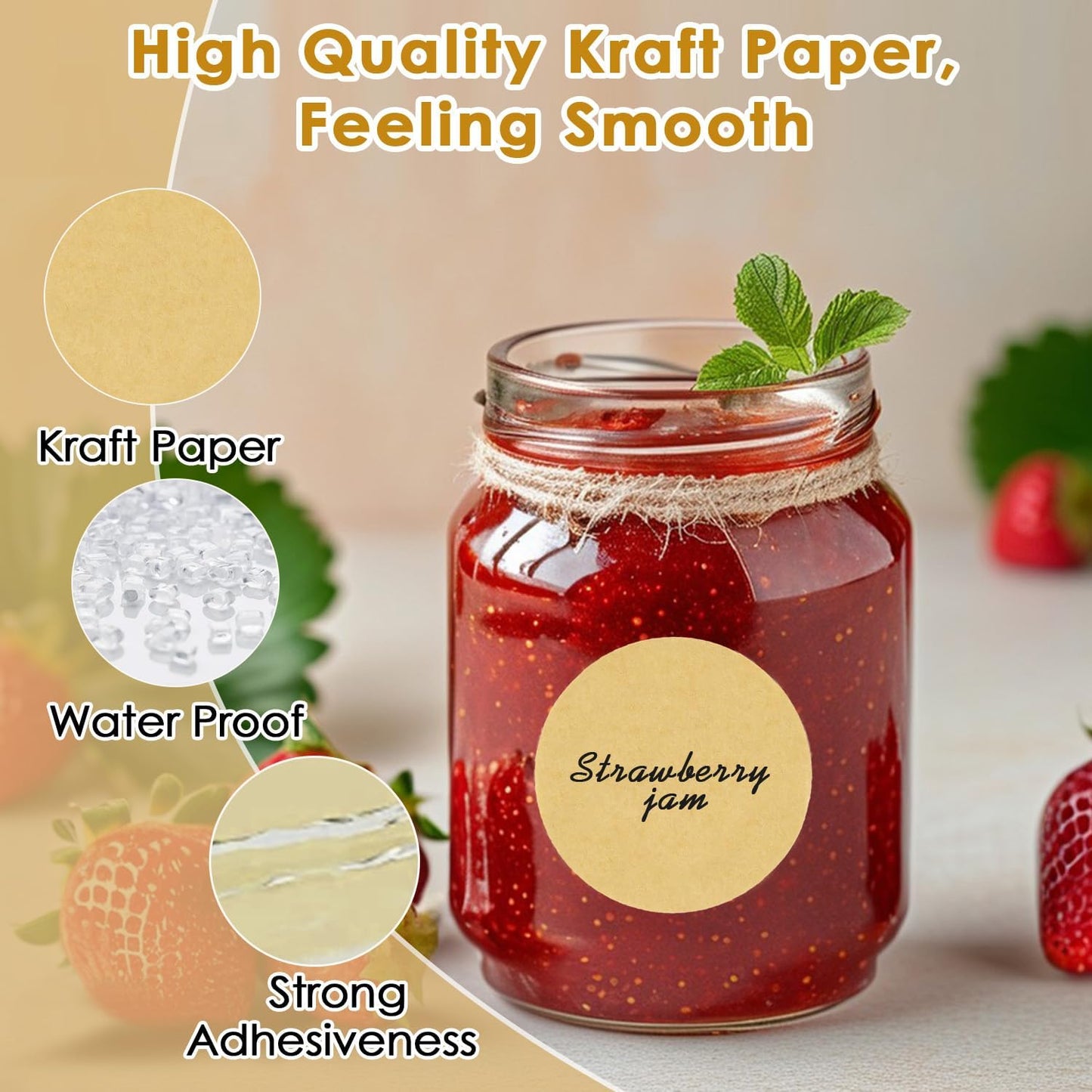 500pcs Canning Stickers Jam and Jelly Jar Labels, Gift Tags - Blank Stickers, All-Purpose Labels for Mason Jars/Bottle/Name Tags and More(2" Round)