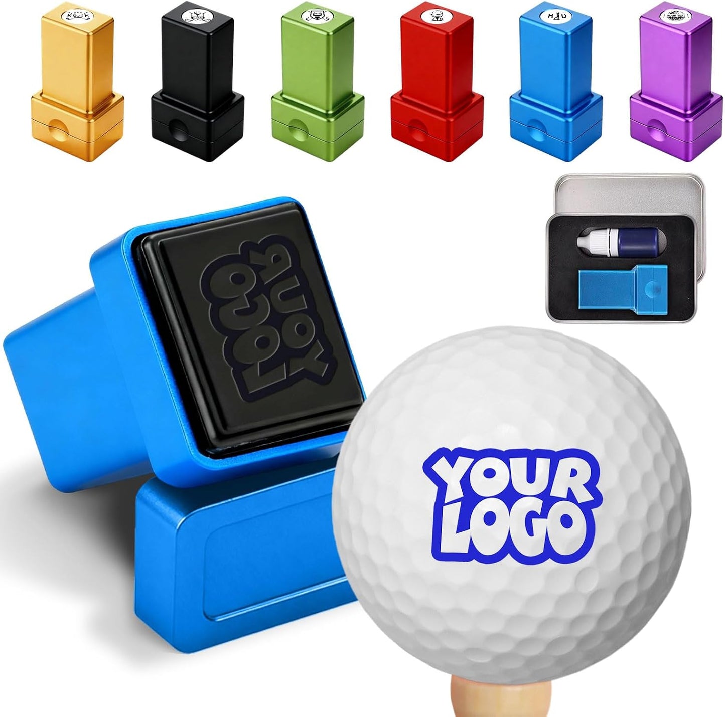 Personalized Custom Golf Ball Stamp Markers with Ink Customized Logo Monogram Name Golf Ball Stamper for Golfer Husband Boyfriend Dad Gift Reusable Your Own Golf Ball Stamps