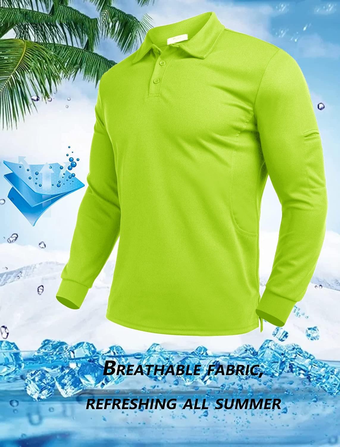 Deyeek Men's Polo Shirts Long Sleeve Golf Polo Shirts for Men Quick Dry UPF 50+ Sun Protection Polos Casual Collared Shirts