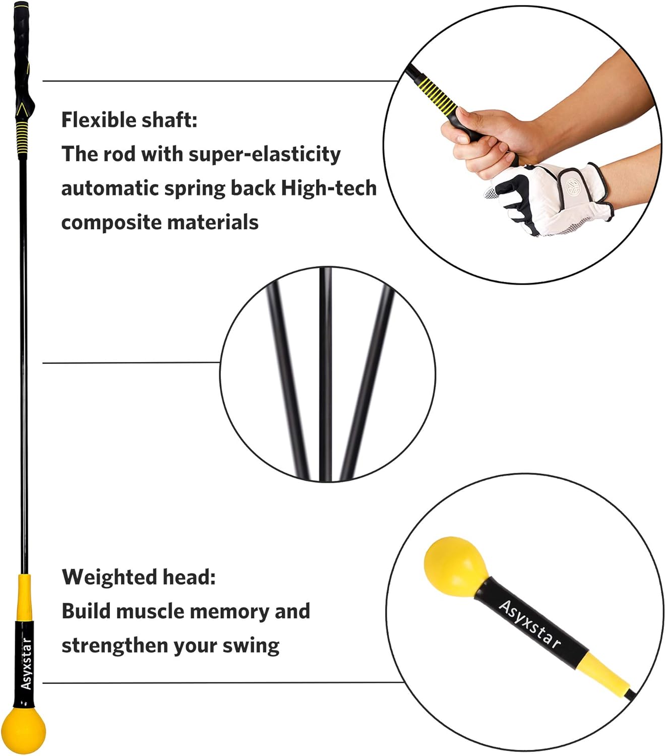 Golf Swing Trainer Aid - Golf Training aid with Grip Trainer Training Equipment, Power Flex Swing Training aid for Strength,Balance, and Tempo Swing Speed Trainer