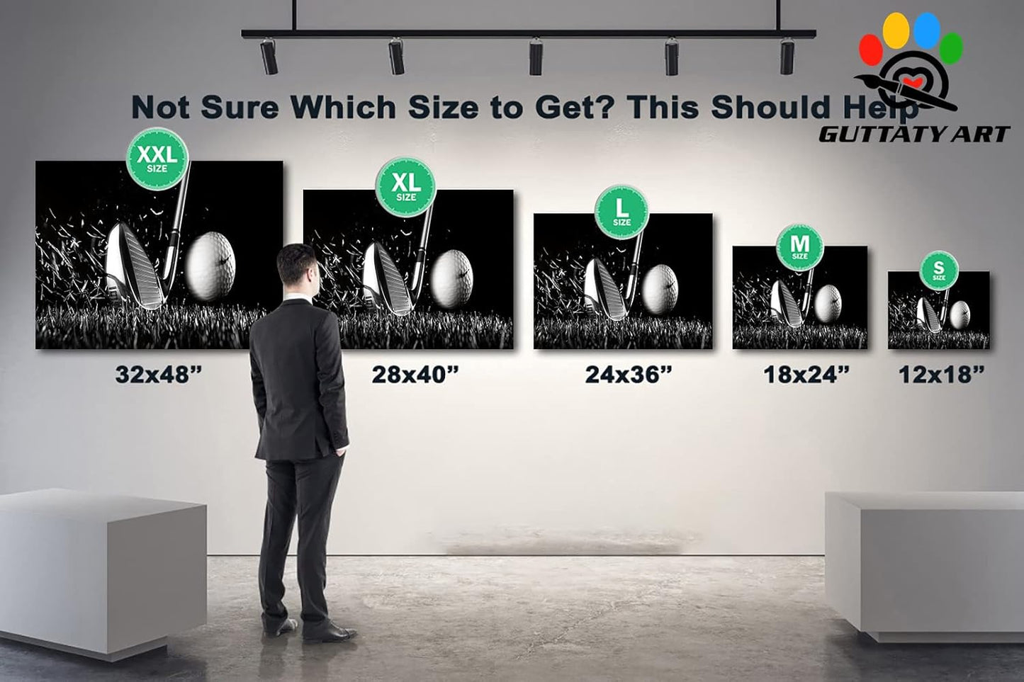 Canvas Wall Art, Play Golf Ball Wall Art Painting Prints for Living Room Wall Decor, Sport Golf Clubs Poster Picture for Bedroom Kitchen Decor, Framed Artwork for Office Home Decoration 28x40 Inches