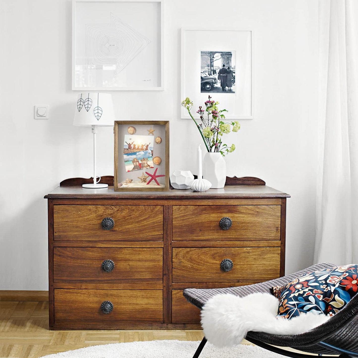 Love-KANKEI Shadow Box Display Case 11x14 Shadow Box Picture Frame with Linen Back Memorabilia Awards Medals Photos Wood Memory Box Gift Carbonized Black