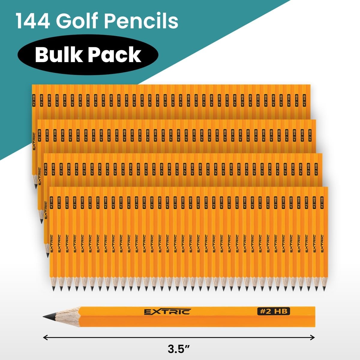 EXTRIC Golf Pencils, HB #2, Pre-Sharpened, 3.5 Inch, Wood-Cased, 144 Count, Ideal for Classroom, Schools, Offices