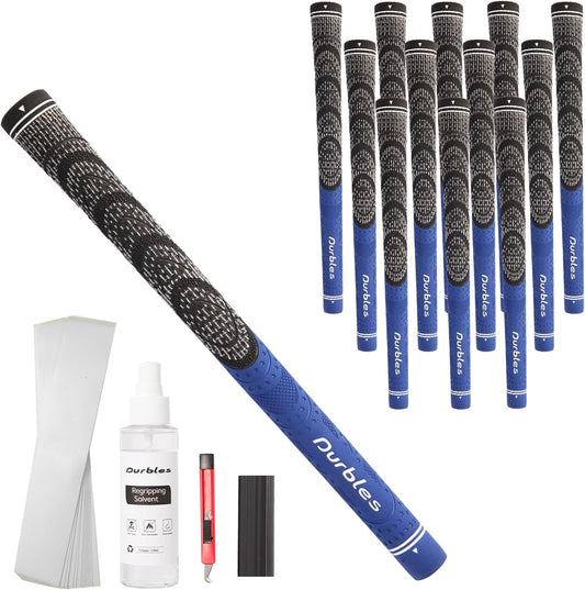 Golf Grips with Regripping Kit – All Weather Multi-Compound Golf Club Grips for Men & Women – Corded Rubber Grip Set – Standard & Midsize Wood and Iron Grip Kit – All Level Golfing Accessories