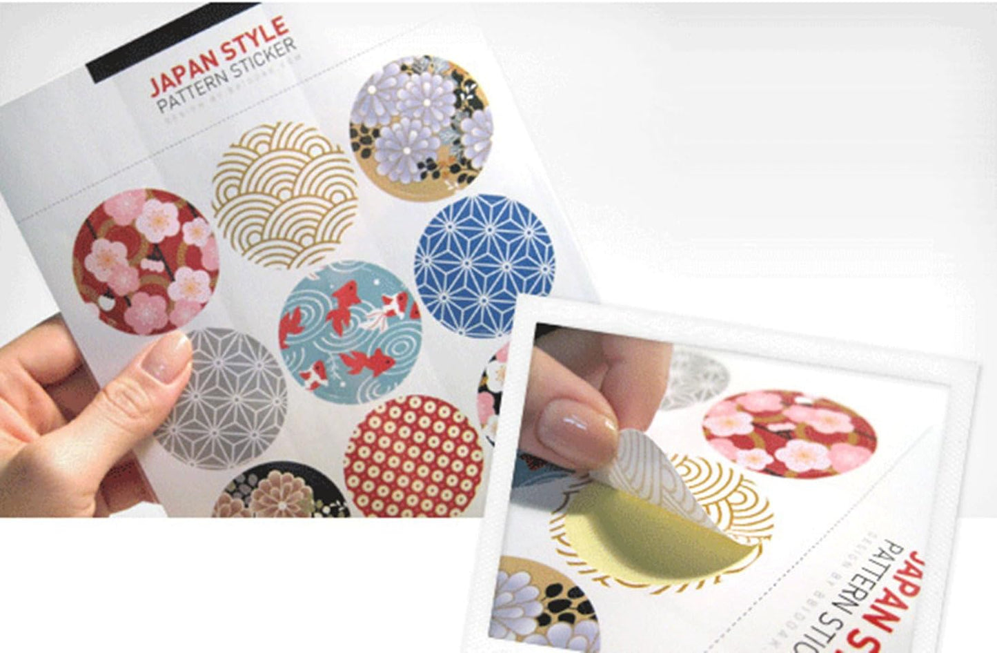 ALIMITOPIA Japan Style Sealing Sticker,Round Japanese Traditional Pattern Self-Adhesive Universal Sealing Paster Gift Packing Decorative Labels Envelope Seals(10 Sheets,90pcs)