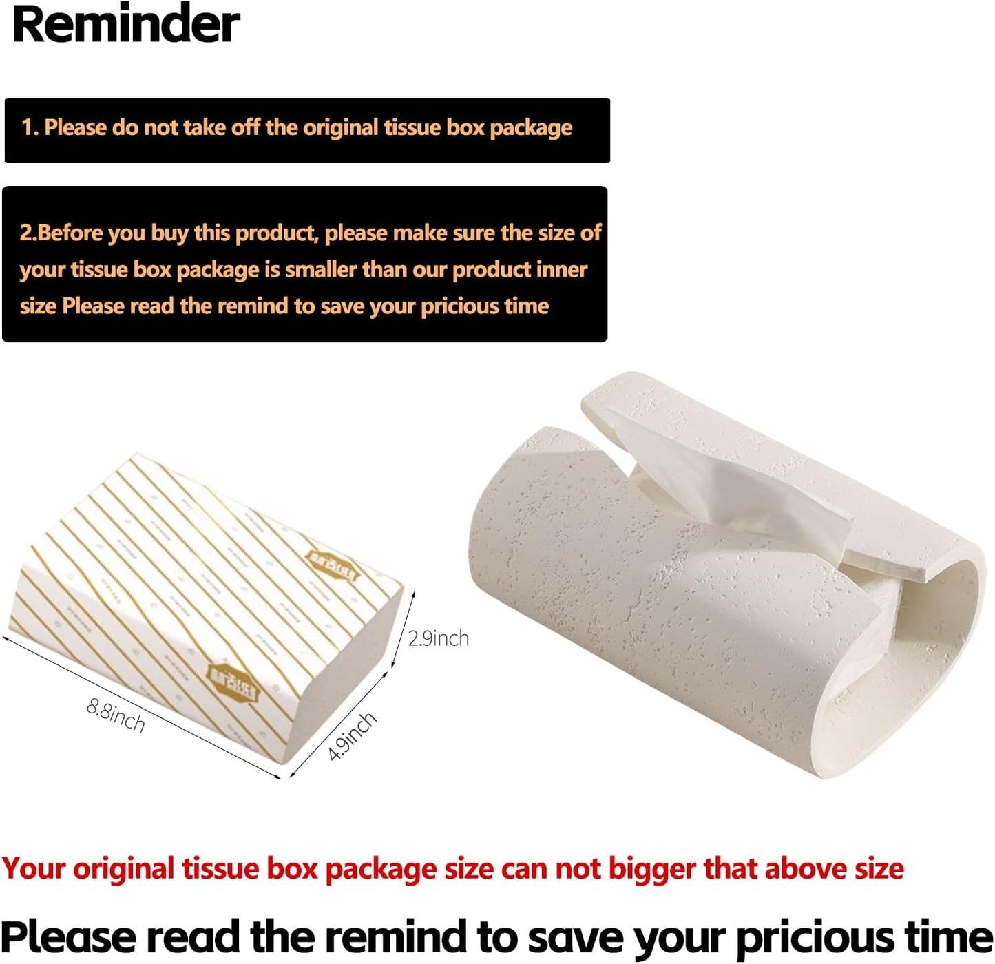 Tissue Box Cover Rectangle, Resin Facial Tissue Holder Covers Toilet Paper Holder, Tissue Holders Decorative Paper Dispenser Home Decor for Bathroom Kitchen Bedroom Living Room Office Cream