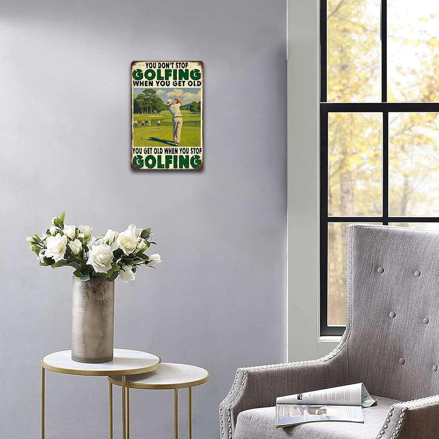 Funny Golf Tin Sign 8x12 Inch Golfing Metal Tin Sign You Get Old When You Stop Golfing Sign Home Kitchen Garden Restaurant Man Cave Wall Decor