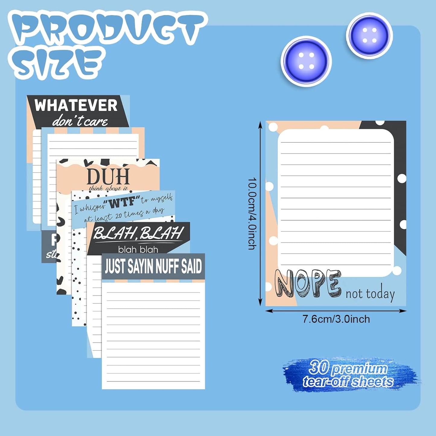 Funny Notepads with Sayings Sticky Funny Office Supplies to Do List Sarcastic Work Assorted Notepad for Workers, 12 Designs, 3 x 3.93 Inch(Retro Style)