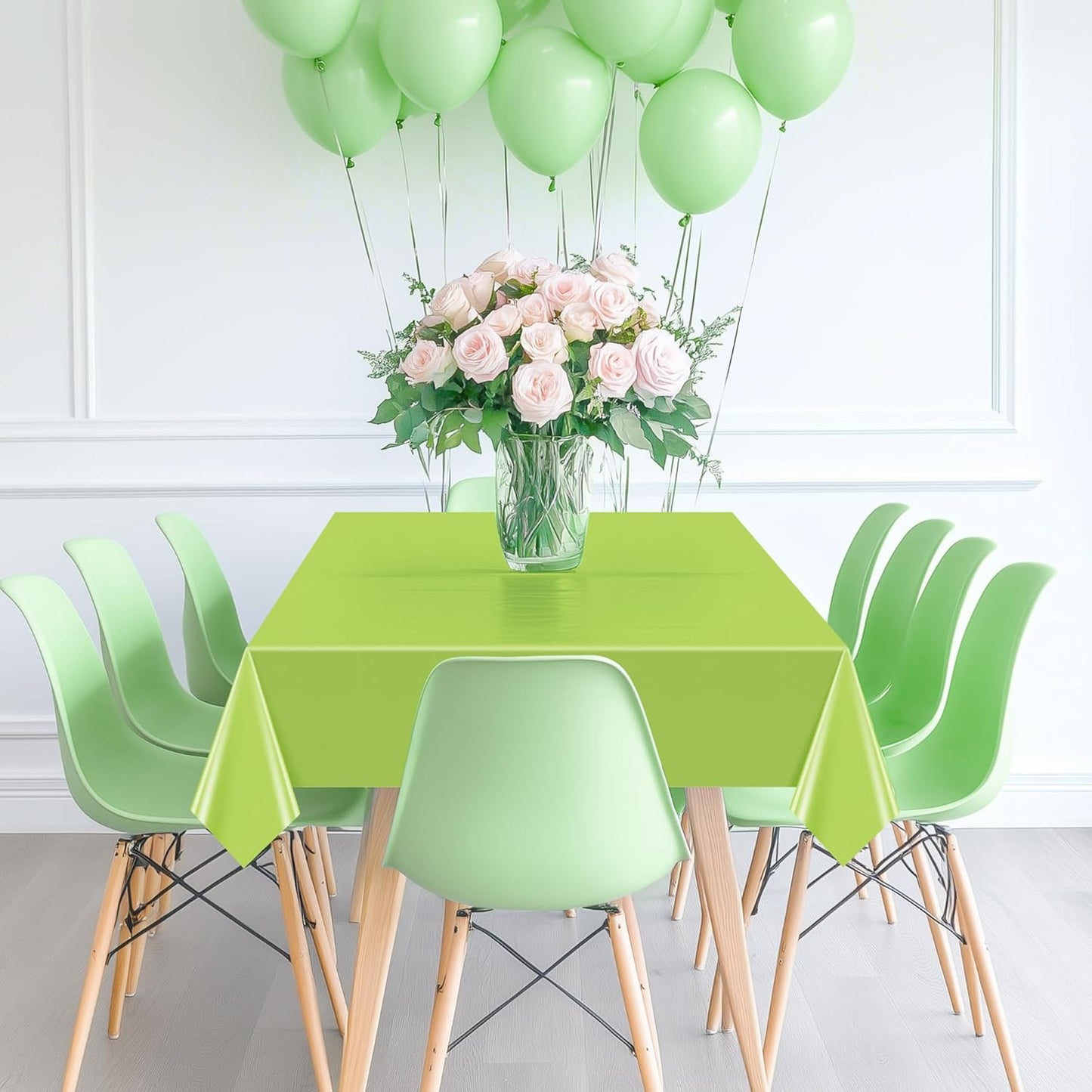 4 Pieces Pink & Green Series Rectangle Tablecloth, 54x72" Solid Color Waterproof & Spillproof Disposable Plastic Table Cover, Durable Party Tablecloth for Dining, Buffet, Picnic, Outdoor Events