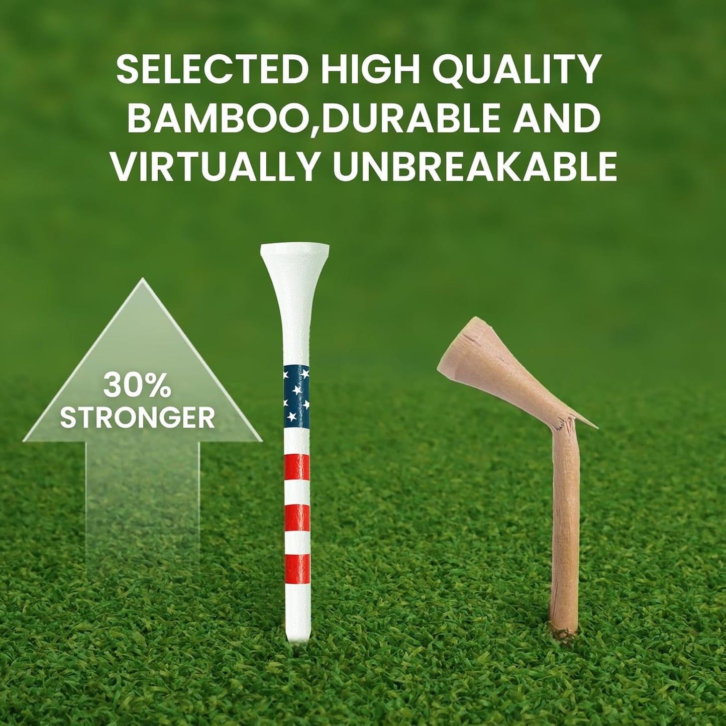 FINGER TEN Bamboo Golf Tees Wood 1 1/2 2 3/4 3 1/4 Inch Wooden Short Long Tee Color Bulk 250/500/1000/2000 Count for Men Women Kids in Red Pink USA Flag