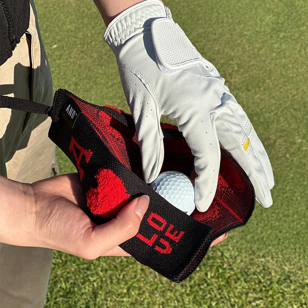 ANDGOLF Pleats Ball Towel, Use to Wash My Ball and Club, Best Choice for Golf Gifts, Embroidered Golf Towels, Clip for Bags/Pants/Skirts, Durable Elastic Band, Colorful Fashion Golf Item