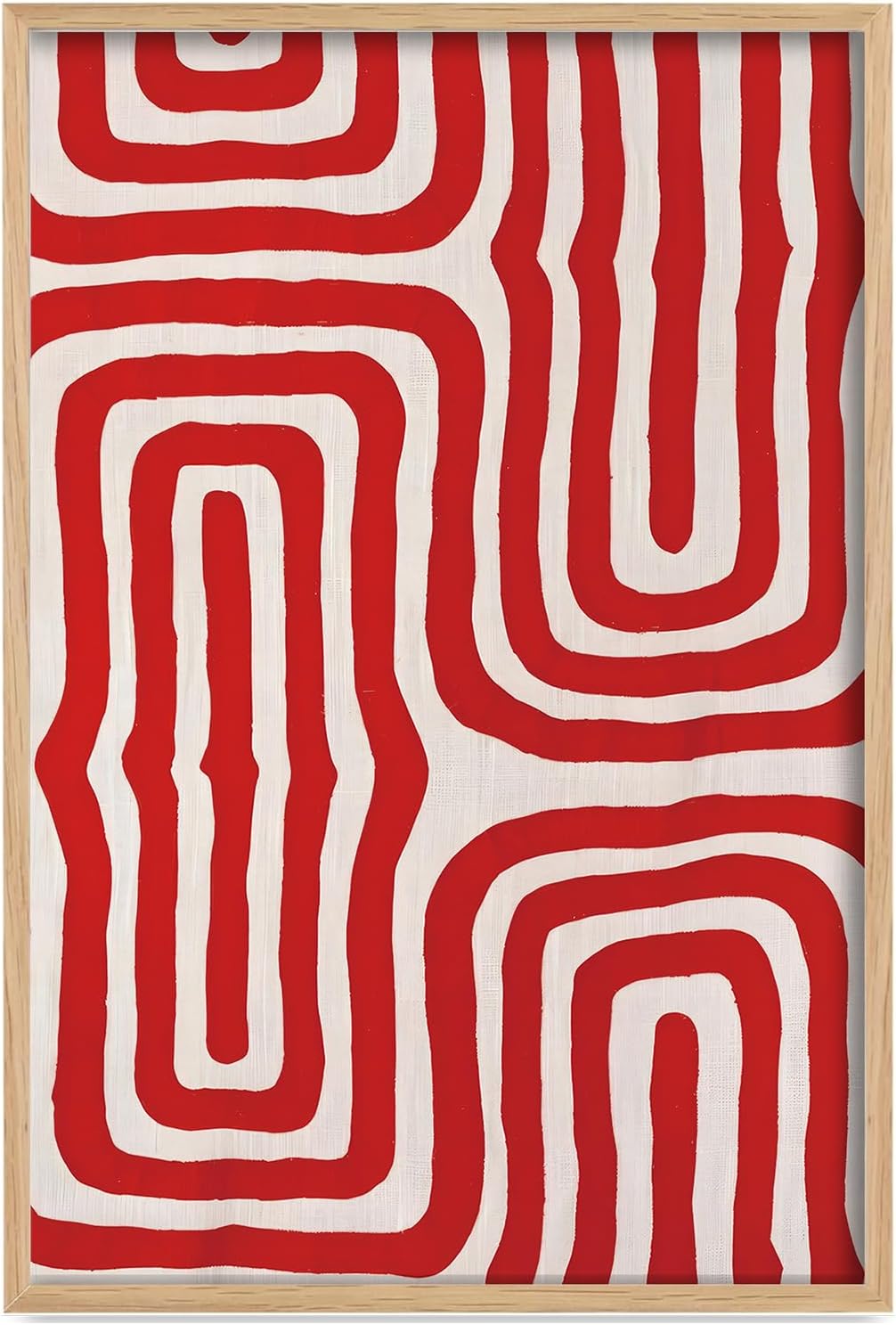 LXLSTORE Red Geometric Wall Art Abstract Print Vintage Wall Art Red Minimalist Paintings Mid Century Modern Art 16x24inch Unframed for Living Room Kitchen Bedroom Home Deco