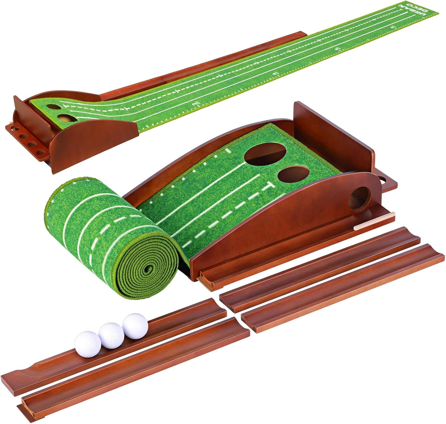 Urban Deco Putting Green Indoor, Golf Putting Mat Putting Matt with Auto Ball Return Training for Indoor and Outdoor Practice, Mini Golf Game for Home Office Backyard, Golfer Man Gift