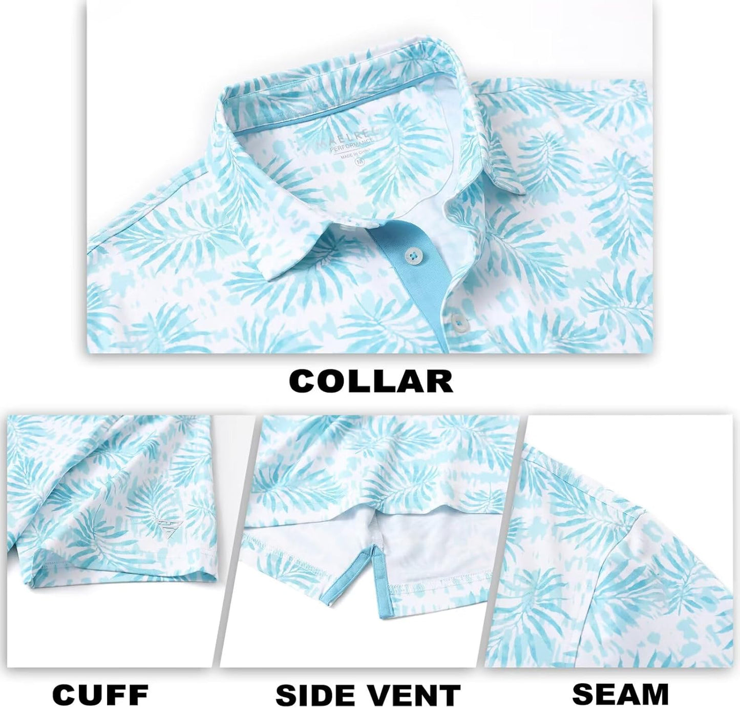 M MAELREG Mens Golf Shirt Short Sleeve Dry Fit Print Moisture Wicking Performance Patterns Collared Polo Shirt