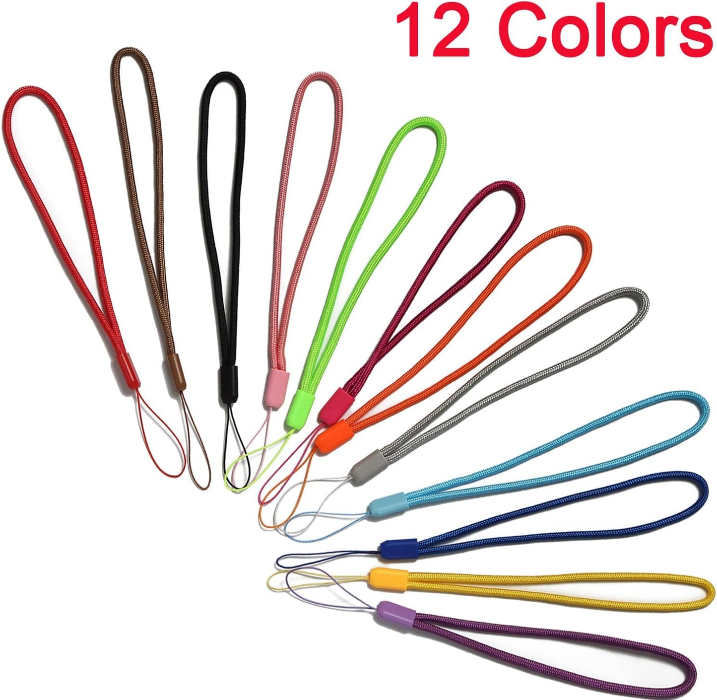 AMUU 12 Pack Wrist Lanyards Short Colorfull Hand Wrist Lightweight Lanyard Strap String for USB Keys Keychain Assorted Colors