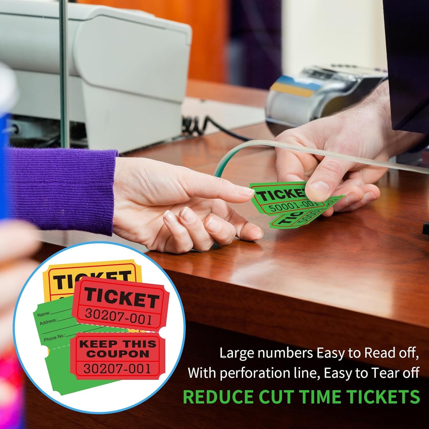 L LIKED 3000 Assorted Raffle Tickets Double Roll,Consecutively Numbered,50/50 Raffle Tickets for Event,Party,Prize,Drawing(Red,Green,Yellow)