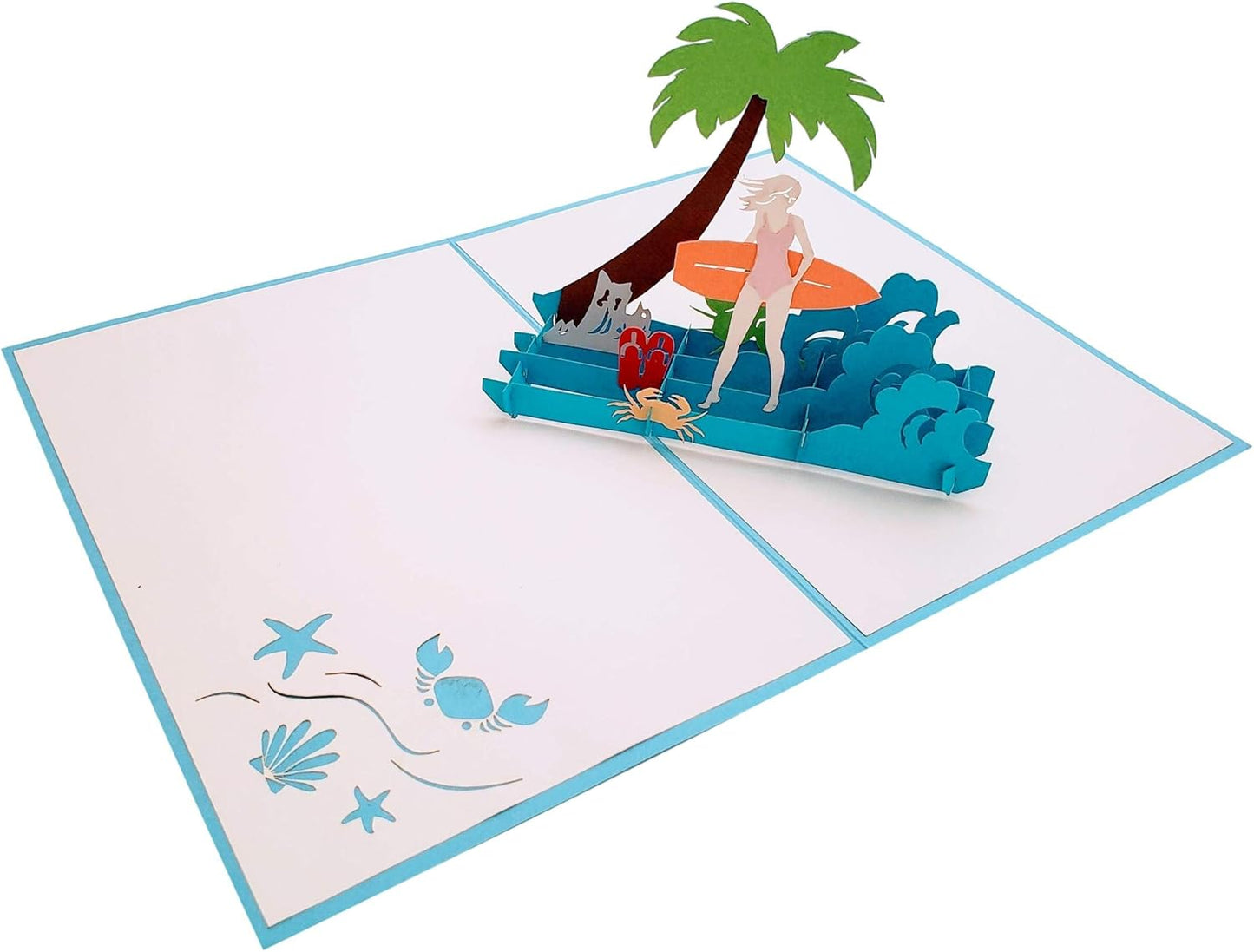 iGifts And Cards Wave Rider 3D Pop-Up Greeting Card, 5" X 7", Unique Girl Surfing Design for Beach Lovers, Birthday, Special Occasions, and Celebrations