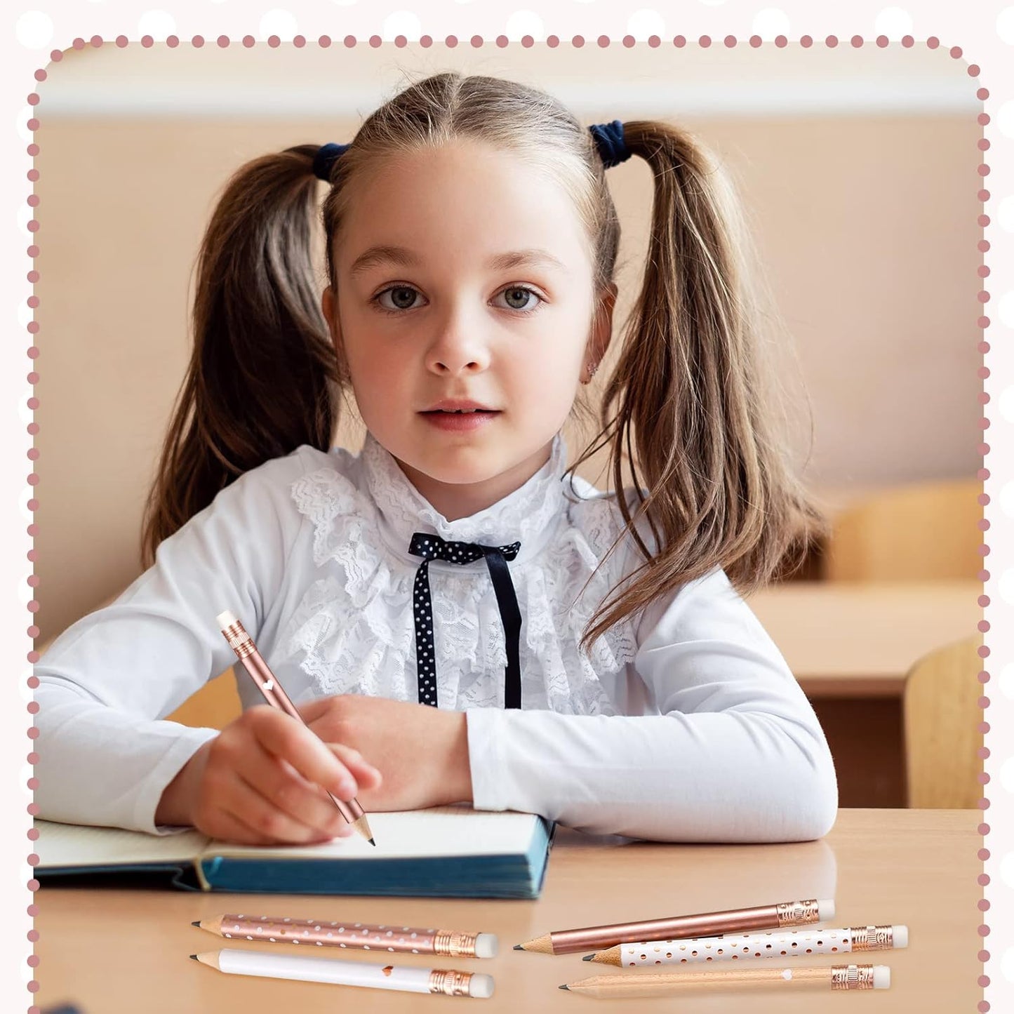 Crtiin 50 Pcs Mini Golf Pencils with Eraser Pre Sharpened 4 Inch Pocket Half Pencils for Bridal Shower Baby Shower Wedding Game School Office Supplies Party Favors Prize Gift(Mixed Color,Dot, Heart)