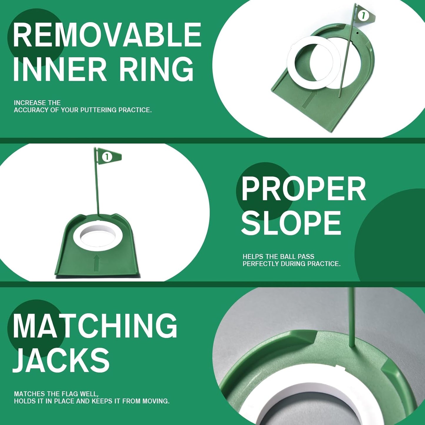 9 Pack Golf Putting Cups with Flags, Plastic Golf Training Aids with Golf Ball Retriever, Putting Training Hole Set for Indoor Outdoor