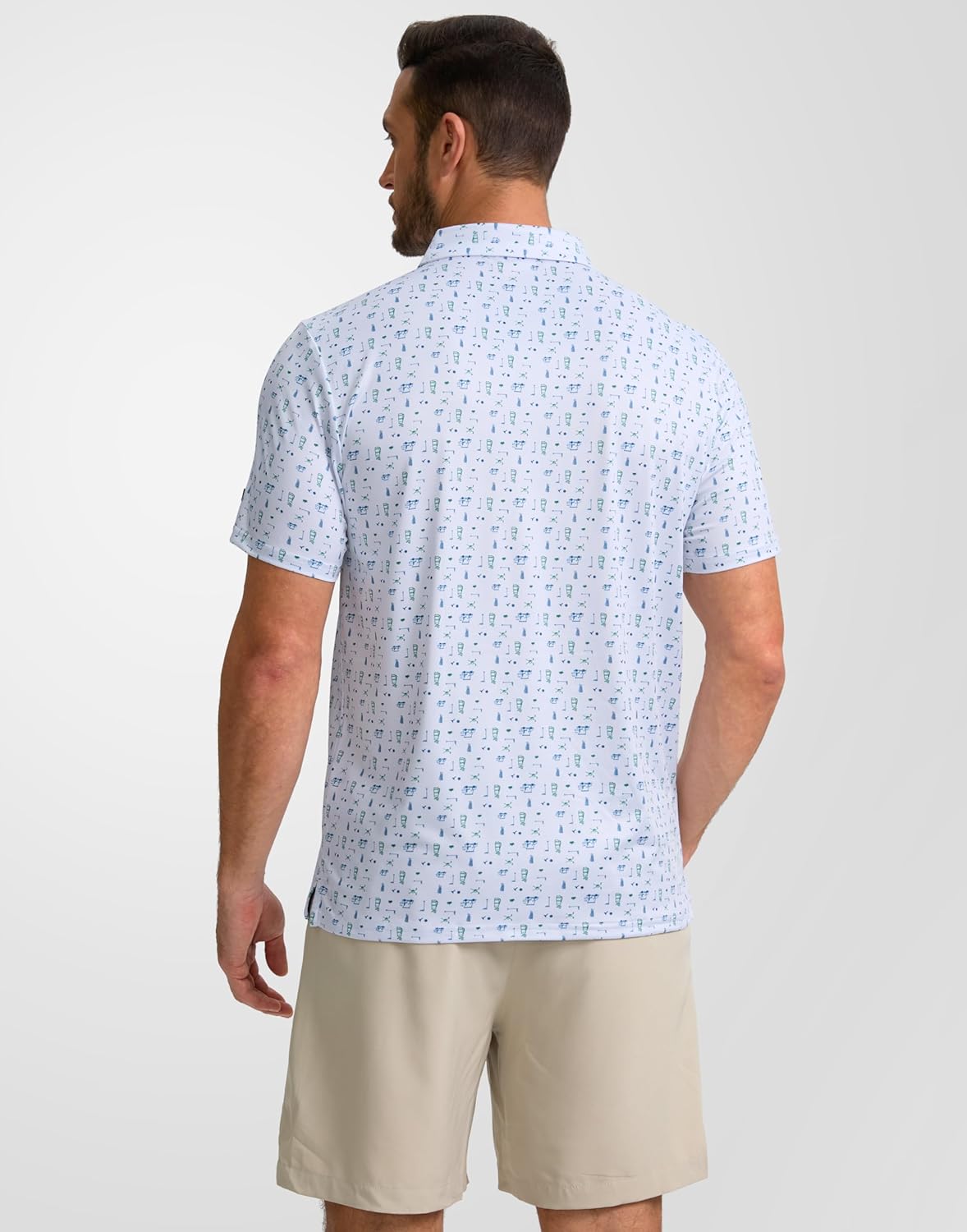 Obla Mens Golf Polo Shirts Short Sleeve Dry Fit Performance Moisture Wicking Casual Print Collared Golf Shirts for Men