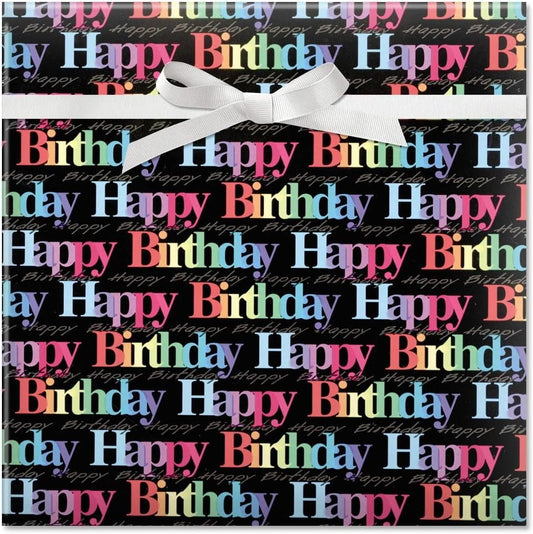 Current Rainbow Birthday Jumbo Rolled Gift Wrap (1 Giant Roll, 61 sq. ft.) Peek-Proof, For Birthdays, Graduations, Baby Showers and More