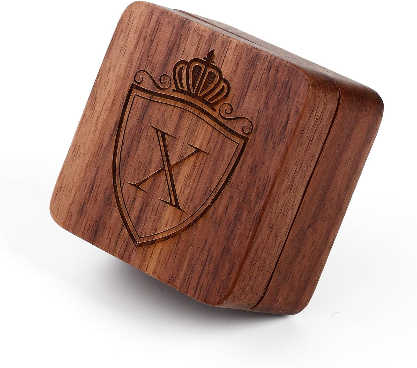 Mens Initial Silver Cufflinks A-Z Alphabet Letter Steel Cuff Links with Engraved Walnut Wood Box Groom Groomsman Wedding Set…