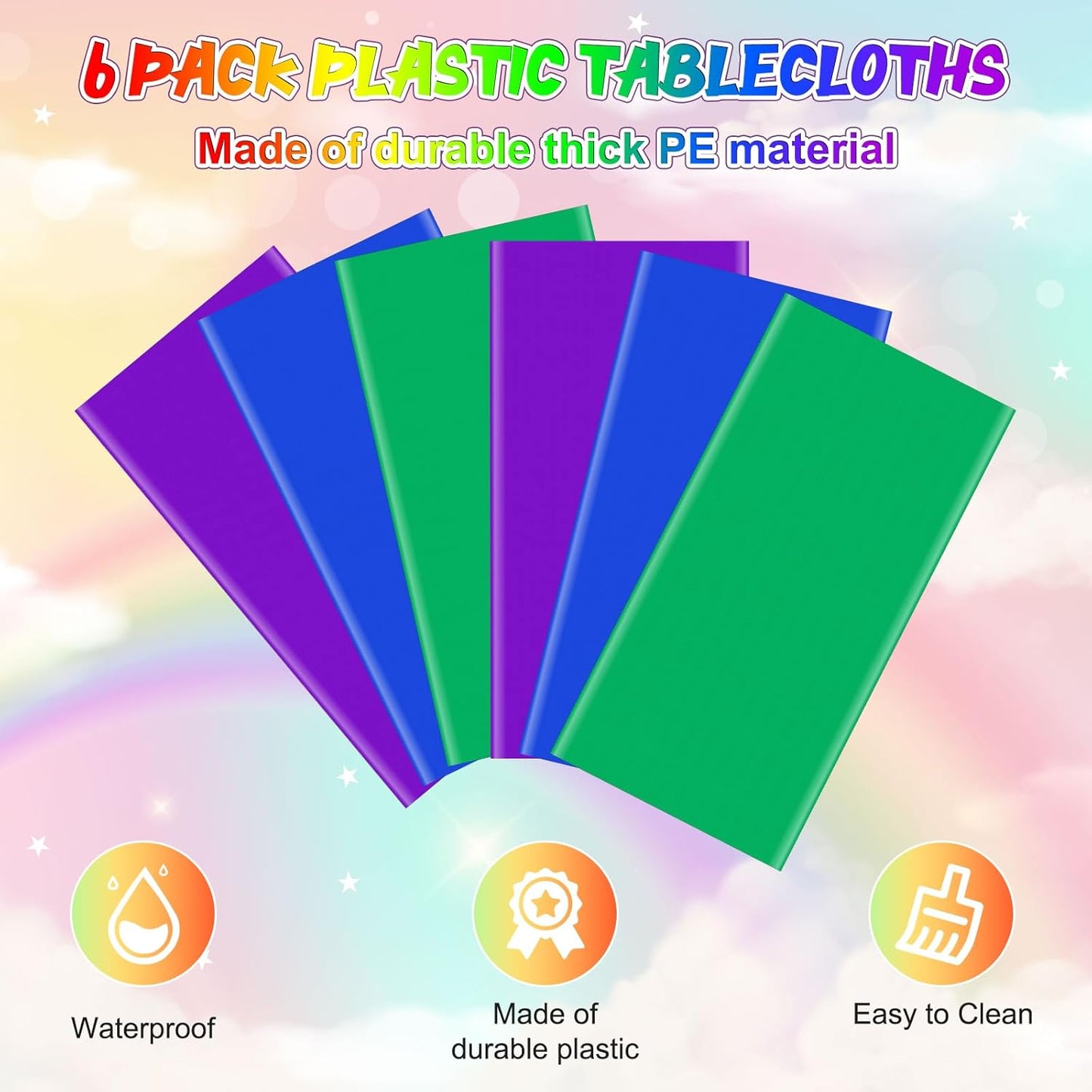 6pcs Video Game Party Tablecloth,Plastic Table Cloth Disposable Green Blue Purple Table Cover for Video Games Theme Parties,Gaming Fans Birthday Party Decorations,54 x 108 Inch