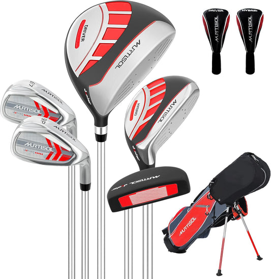 5/6 Pieces Kids Golf Club Set, Junior Golf Club Set Ages 4-12 Includes Stand Bag, 1# Drive, 5# Hybrid, 6/7#, 9/P# Irons and Putter Right Hand for Boys Girls
