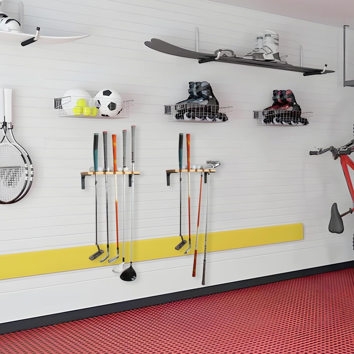 BiJun Golf Club Organize, Golf Club Holder Golf Club Wall Mount Display Golf Putter Holder Club Storage Organizer Golf Club Ball Holder Storage Rack for Garage