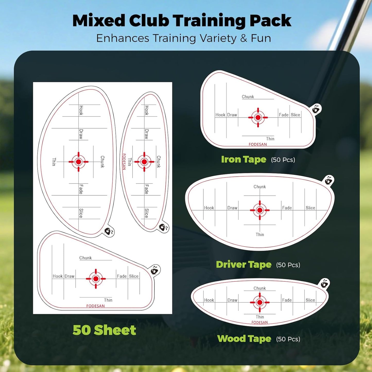 Golf Impact Tape – 2025 Innovative Training & Battle Golf Edition – Club Face Stickers for Drivers, Irons & Woods – Instant Swing Feedback, Interactive Practice,Great Golf Gift for Men & Dads