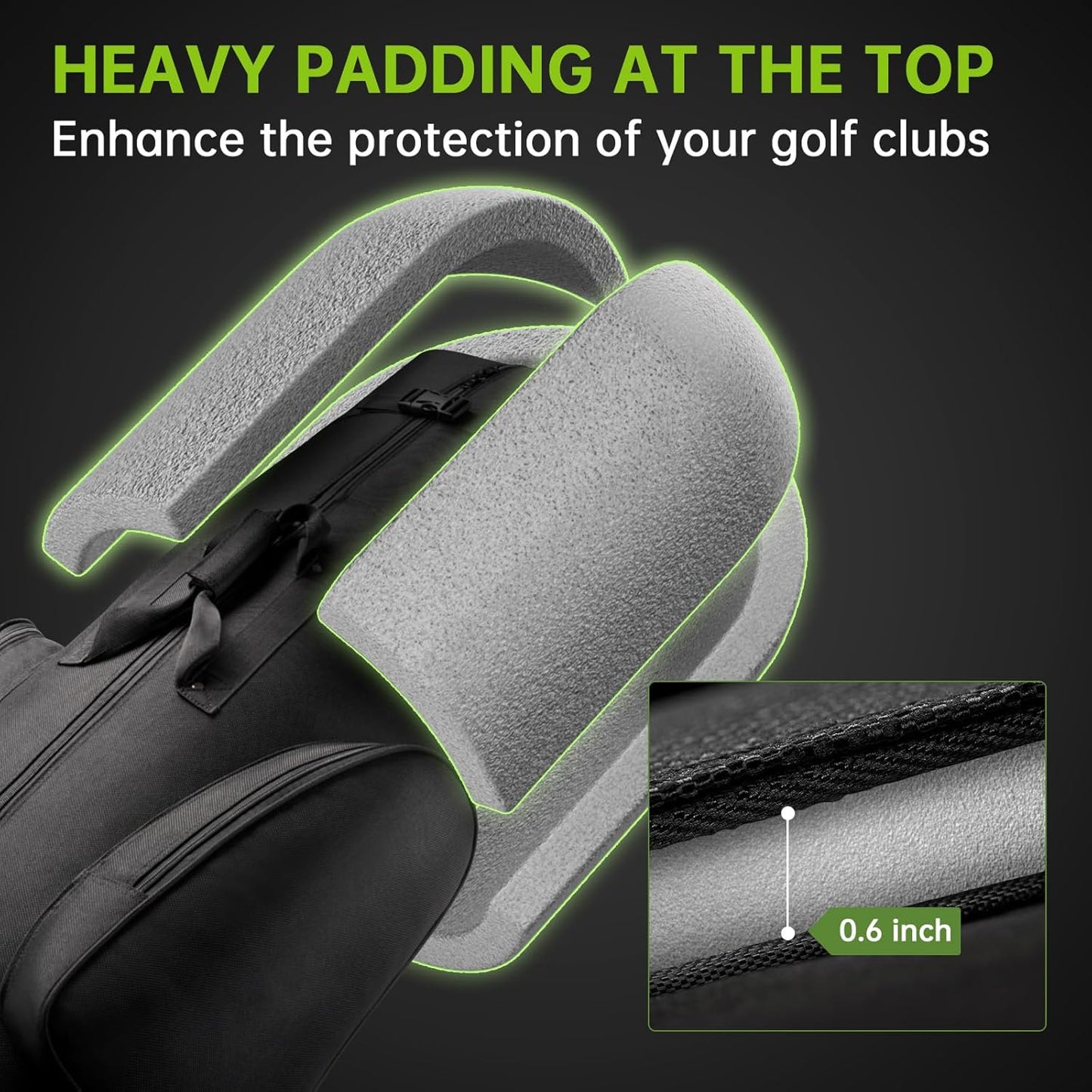 Padded Golf Club Travel Bag with Wheels, Golf Luggage Case Cover for Airlines - 1680D Wear-Resistant Oxford, Waterproof Coating Layer, Universal Size