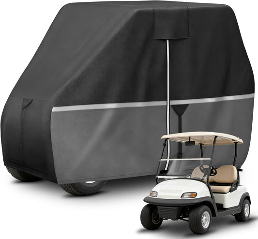 Waterproof Golf Cart Cover - Heavy Duty 420D Oxford Fabric, Universal Fit for 2 Passenger Yamaha/Club Car/EZGO, All-Weather Protection