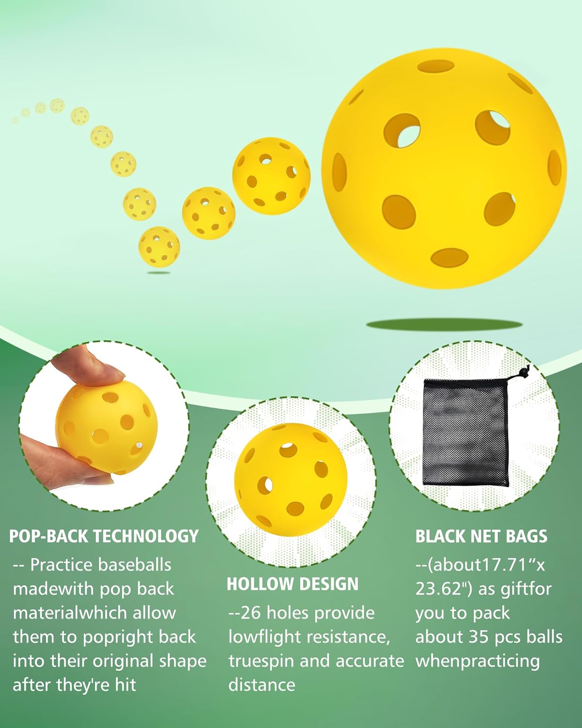 35 Pack Practice Golf Balls Limited Flight Plastic Golf Balls 42mm Practice Golf Balls for Backyard Golf Training Balls for Swing Practice, Airflow Hollow (Multiple Colors)