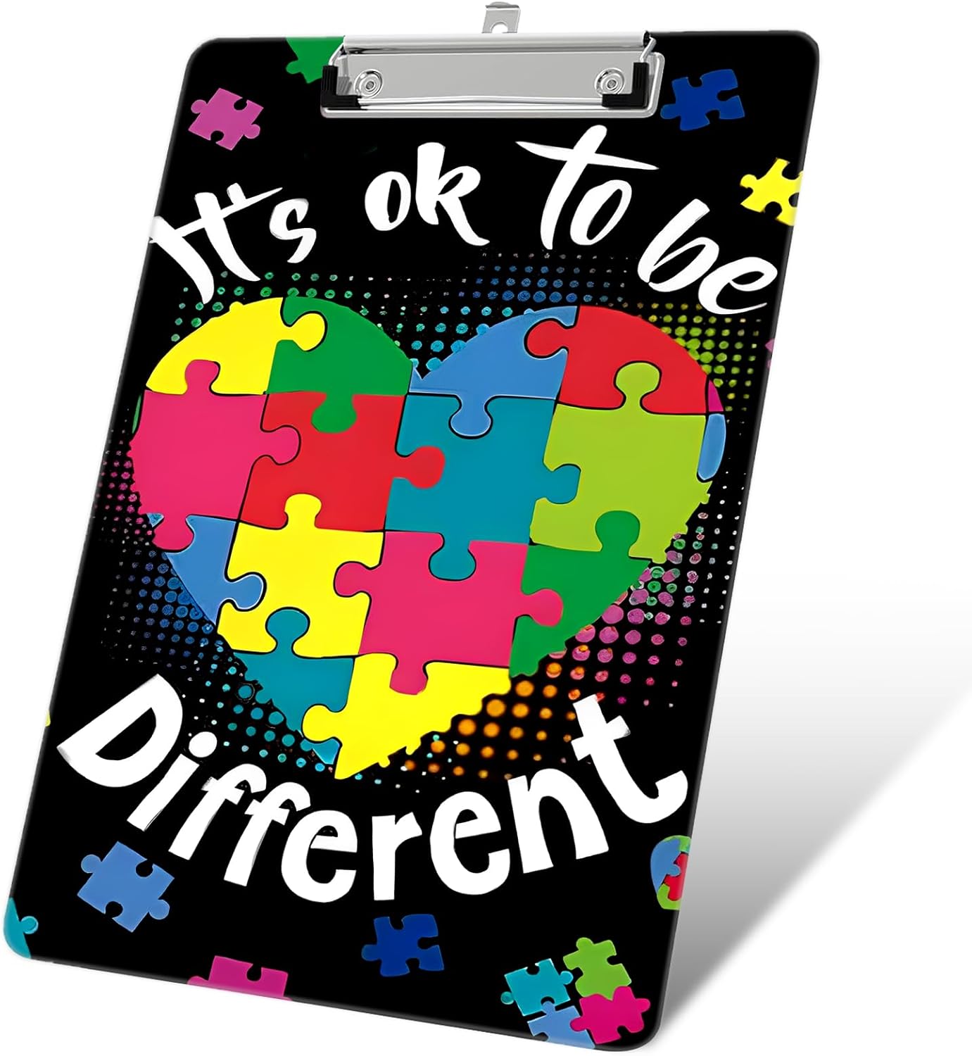 Plastic A4 Clipboards, Cute Fashion Clipboard Decorative, 12.2" x 8.7" Standard A4 Size Clipboards, Plastic Acrylic Clipboard for Teacher, Social Worker, Students,Women, Office Supplies(It's ok to be)