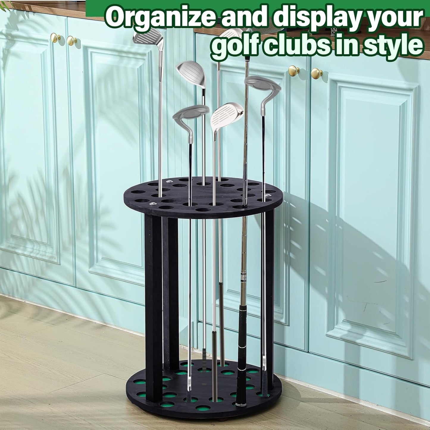 Wooden Golf Club Display Rack Pool Stick Holder Putter Stand for 22 Multiple Golf Club Organizer for Home Office