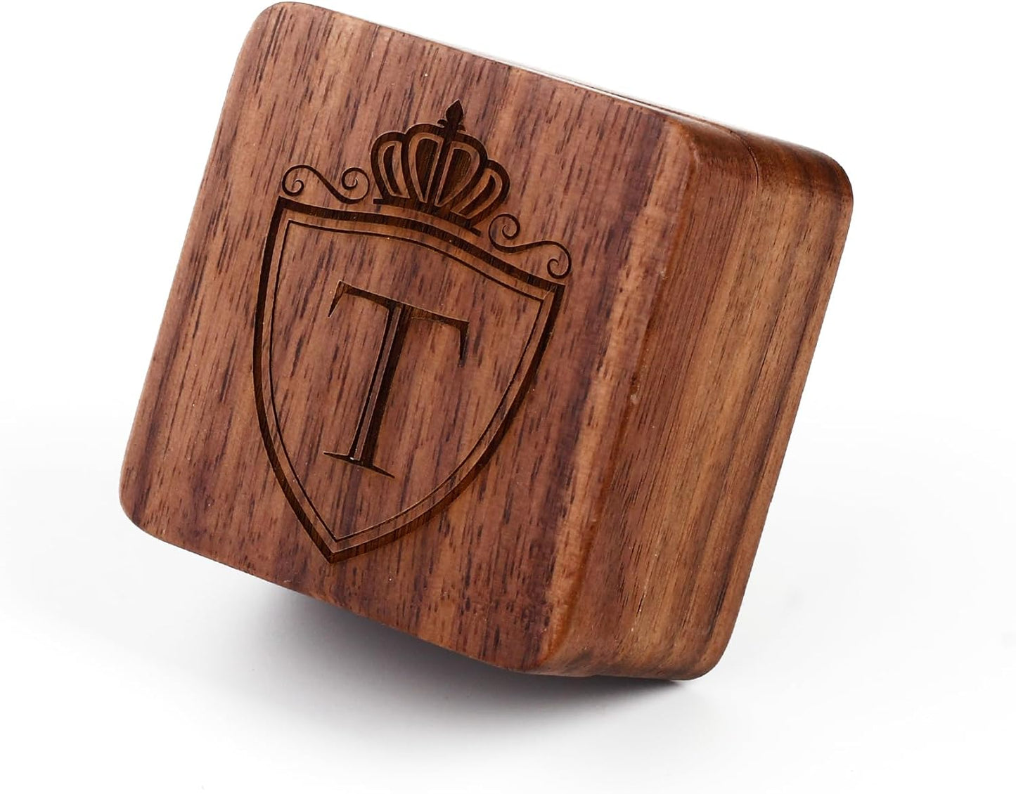 Mens Initial Silver Cufflinks A-Z Alphabet Letter Steel Cuff Links with Engraved Walnut Wood Box Groom Groomsman Wedding Set…