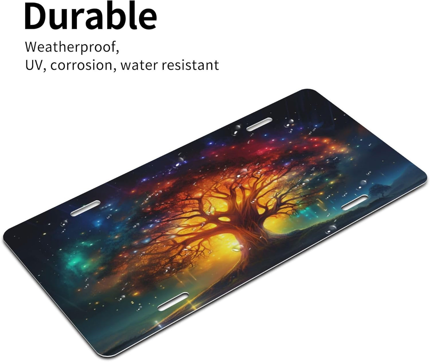 Tree of Life Galaxy Rainbow License Plate Funny Aluminum Front License Plates Decorative Waterproof Rust-Free Metal Car Plate Covers for Women Men Car Tag Accessories fit Truck SUV Rv 12 X 6 Inch